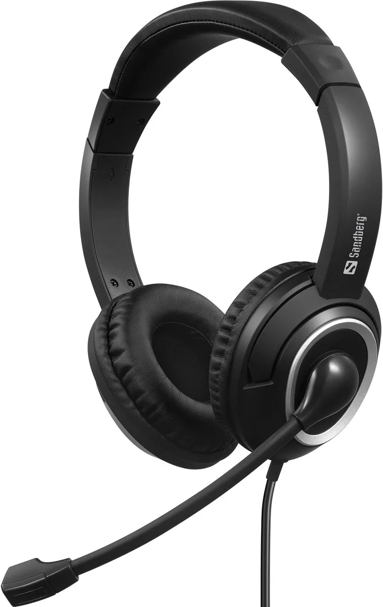 USB-C Chat Headset de Sandberg, Noir – jaquette