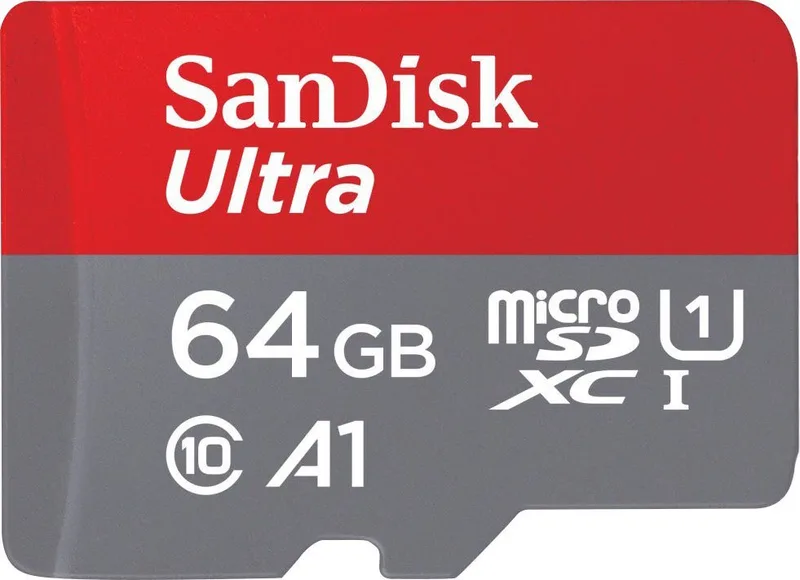 Ultra microSDXC Speicherkarte Class 10) de SanDisk, Gris, Rouge, 64 GB – jaquette