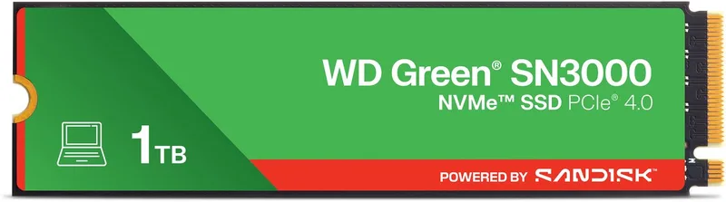 WD Green SN3000 - SSD M.2 2280 - PCI Express 4.0 x4 - 1 TB - NVMe - 3d v-nand (QLC) van SanDisk – cover