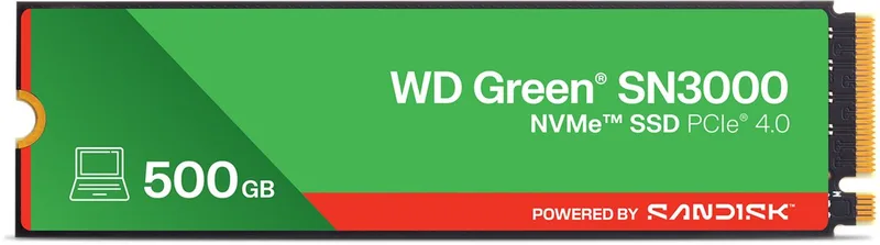 Western Digital WD Green SN3000 NVMe 500GB SSD van SanDisk – cover