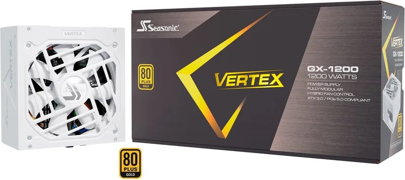 VERTEX GX-1200 - Voeding - ATX12V 3.0 - 80 PLus Gold - 1200 Watt - Modulair - 100-240V - PCIe 5.0 - 12VHPWR-kabel - Wit de Seasonic, Blanc – jaquette
