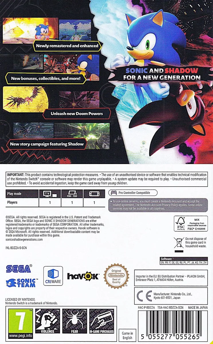 Sonic X Shadow Generations van Sega, Nintendo Switch – cover