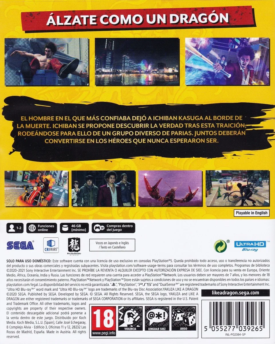 Playstation Games Ps5 Yakuza Like A Dragon från SEGA, PS5 – omslag