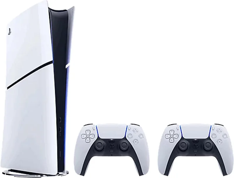 PlayStation 5 Digital Edition - Slim - Bundel met 2 Dualsense Draadloze Controllers by Sony Interactive Entertainment, Black, White – cover
