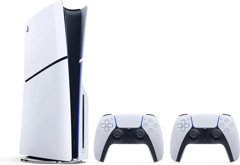 PlayStation 5 Disc Edition - Slim - Bundel met 2 Dualsense Draadloze Controllers van Sony Interactive Entertainment, Wit – cover