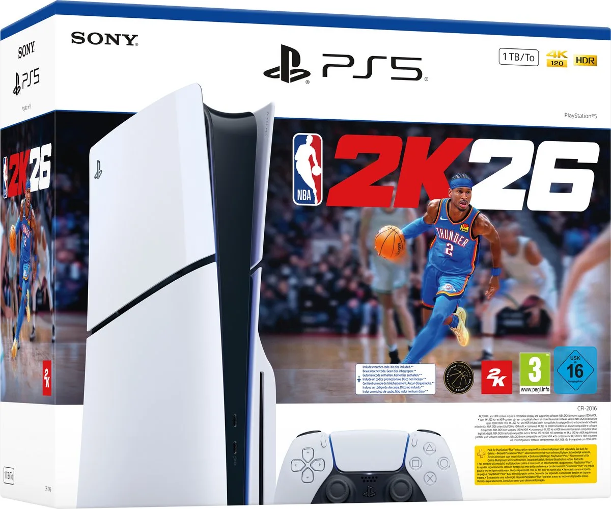 PlayStation 5 - Disc Edition - Slim - NBA 2K26 bundel de Sony Interactive Entertainment, Blanc – jaquette