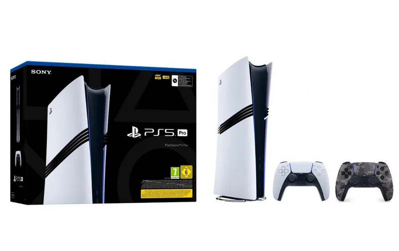PlayStation 5 Pro Konsole + 2. DualSense Controller Grey Camouflage de Sony Interactive Entertainment – jaquette