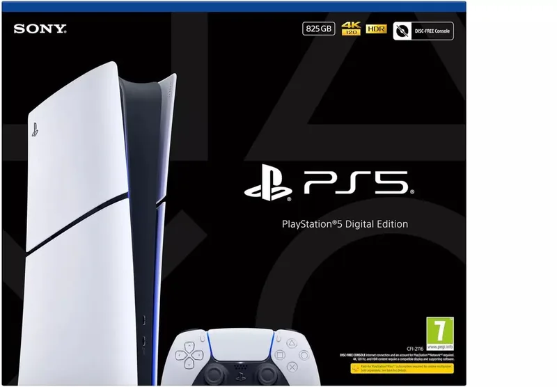 Playstation 5 Slim - Digital Edition de Sony Interactive Entertainment, Noir, Blanc, 825 GB – jaquette