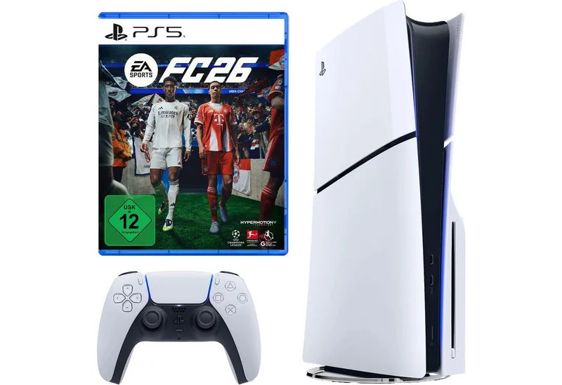 PlayStation 5 Slim Konsole + FC 26 Disk Bundle PS5 mit Laufwerk by Sony Interactive Entertainment, White – cover