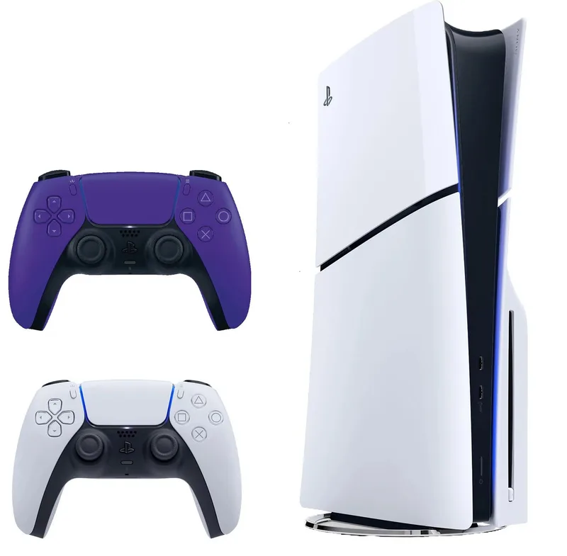 Playstation 5 Slim mit Blu-ray Laufwerk + 2 Controller Wunschfarbe by Sony Interactive Entertainment, Purple, 1 TB – cover