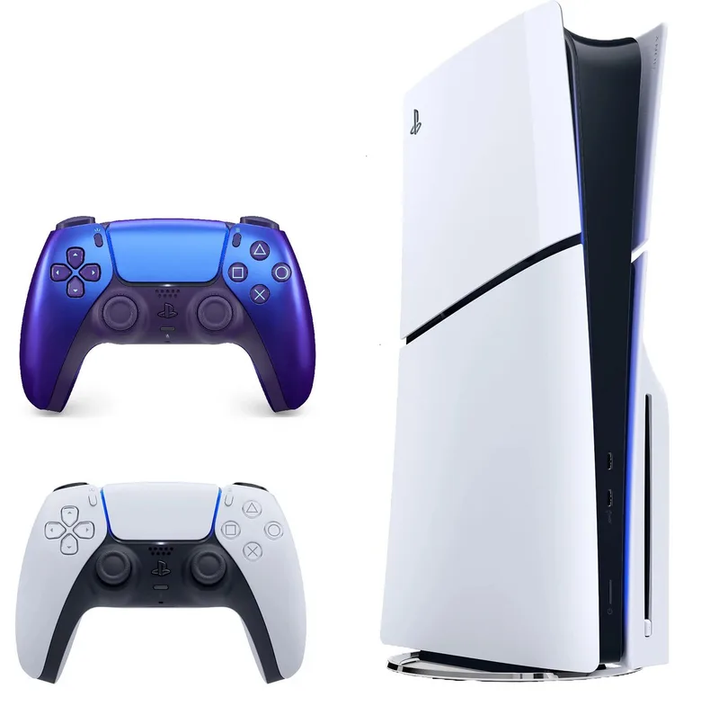 Playstation 5 Slim mit Blu-ray Laufwerk + 2 Controller Wunschfarbe by Sony Interactive Entertainment, Brown, 1 TB – cover