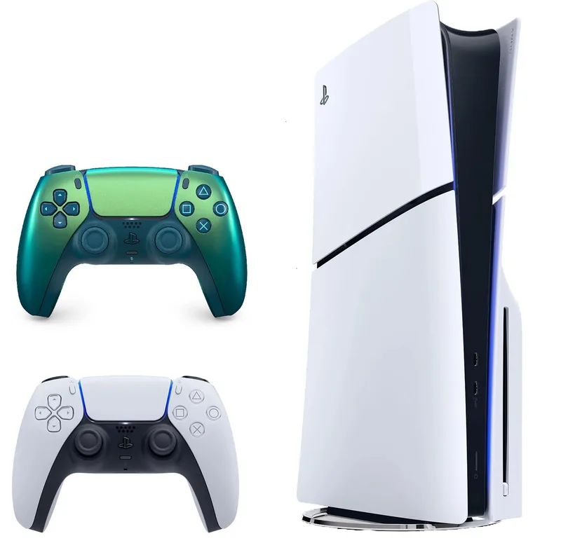Playstation 5 Slim mit Blu-ray Laufwerk + 2 Controller Wunschfarbe by Sony Interactive Entertainment, Green, 1 TB – cover
