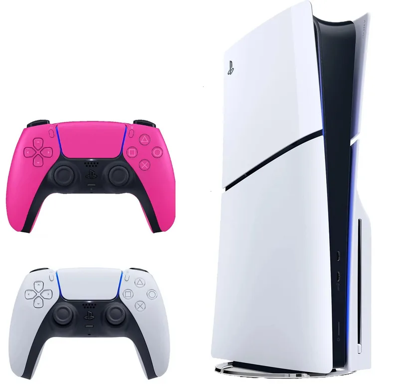 Playstation 5 Slim mit Blu-ray Laufwerk + 2 Controller Wunschfarbe by Sony Interactive Entertainment, Pink, 1 TB – cover