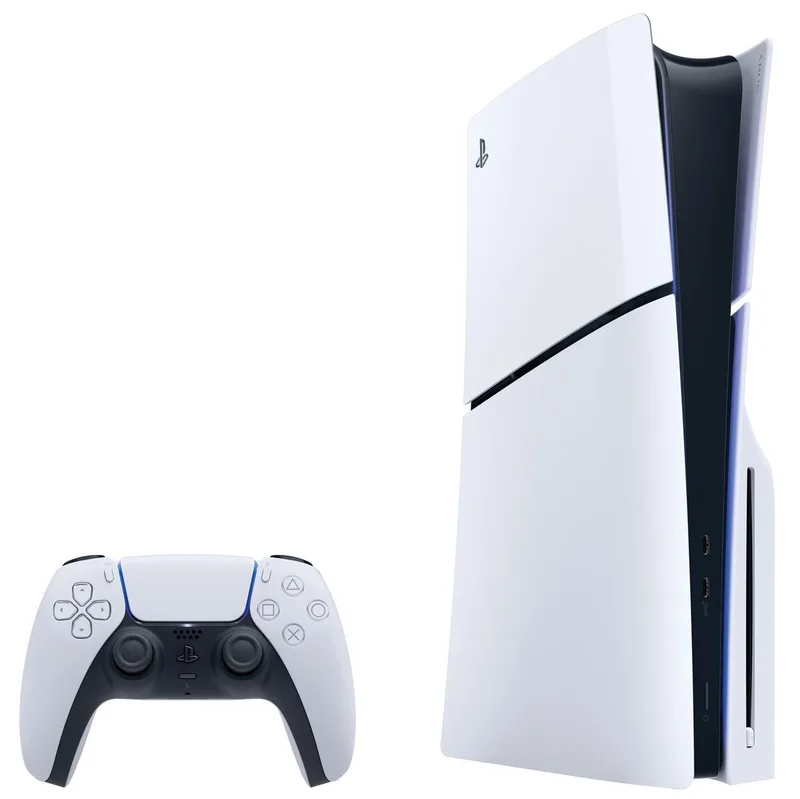 PS5 Konsole Slim Edition Disc Laufwerk mit 1 Controller (Bundle), SSD Console, 4k, Gaming Konsole de Sony Interactive Entertainment, Blanc, 1 TB – jaquette