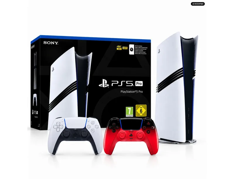 Sony PlayStation 5 Pro 2 TB mit DualSense Techno Red Controller Bundle 2TB (Duo Bundle, PS5 Pro 2 TB mit 2 DualSense Wireless-Controllern), PS5 Pro 2 TB mit zwei DualSense Controllern inklusive Techno Red de Sony Interactive Entertainment, Blanc, 2 TB – jaquette