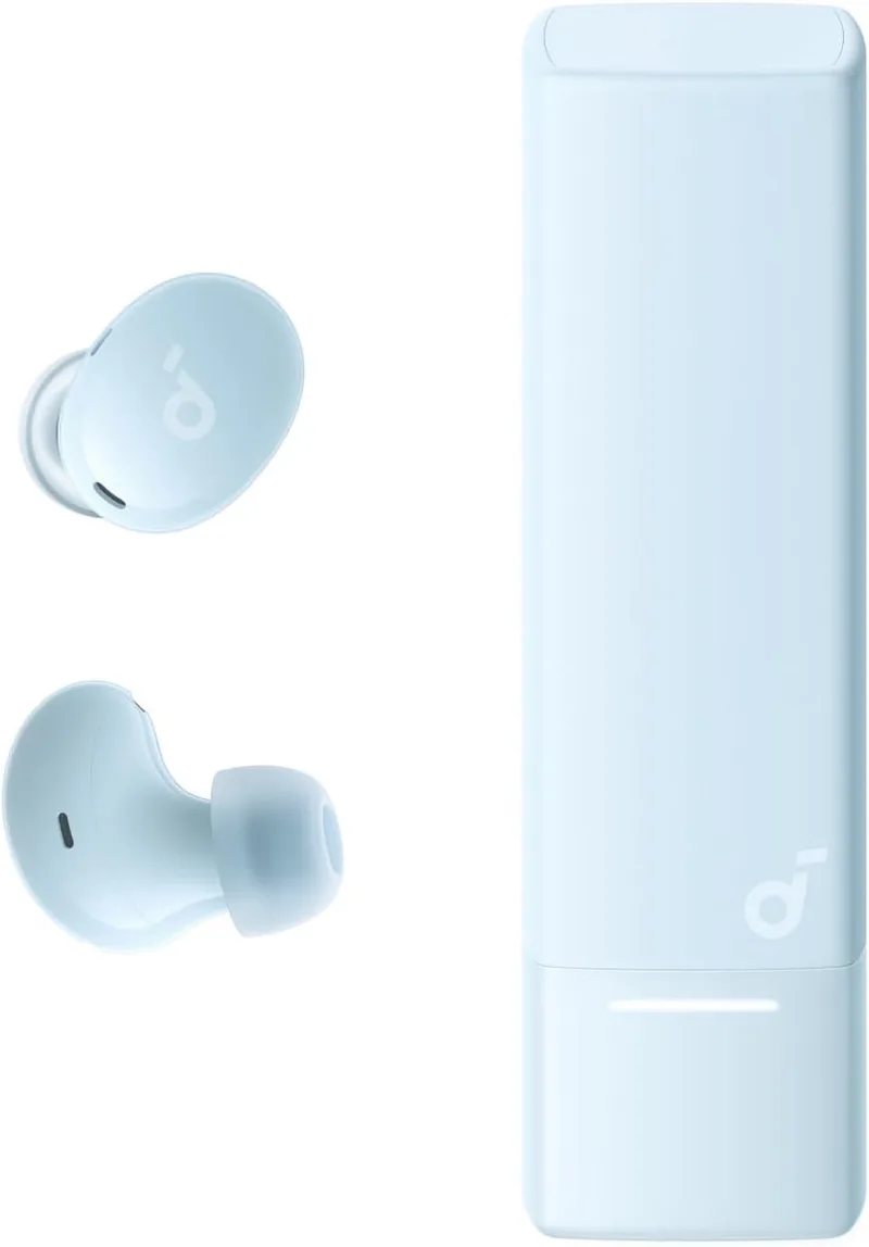 A30i by Anker - Noise Cancelling Oordopjes - Lipstickvormig Design - Compact Formaat - Lichtgewicht Comfort - Helder Geluid - 24 Uur Speeltijd - IP54 - Draadloze Oordopjes - Bluetooth 5.4 by Soundcore, Light blue – cover