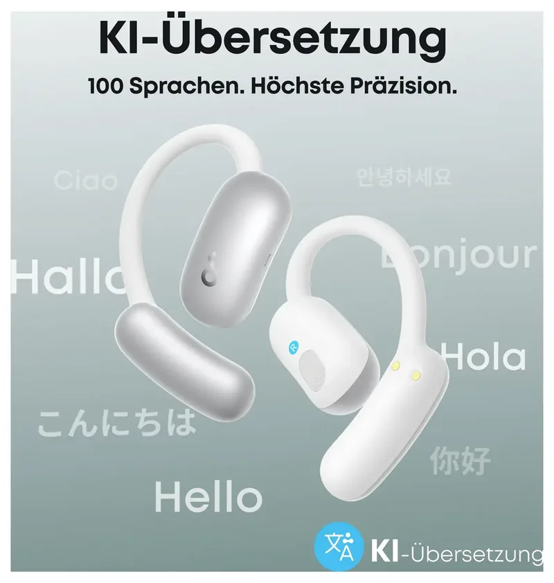 AeroFit 2 AI Assistant open-ear koptelefoon van Anker - Zit lekker zonder druk - 2x rijkere bas - Oordopjes met realtime vertaling - Hoge resolutie - 35 uur speeltijd - IP55 by Soundcore, White – cover 2 of 2