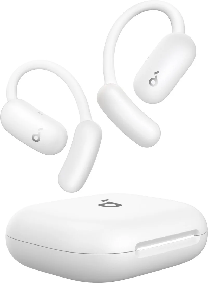 AeroFit 2 by Anker - Open-ear oordopjes - Niet-intrusief ontwerp - Verstelbaar comfort - Goede pasvorm - Rijke bas - Hi-res audio - 42 uur afspeeltijd - Bluetooth 5.4 - Draadloos opladen - IP55 - Open-ear earbuds van Soundcore, Wit – cover