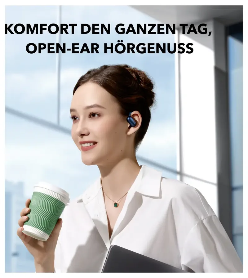 AeroFit 2 by Anker - Open-ear oordopjes - Niet-intrusief ontwerp - Verstelbaar comfort - Goede pasvorm - Rijke bas - Hi-res audio - 42 uur afspeeltijd - Bluetooth 5.4 - Draadloos opladen - IP55 - Open-ear earbuds van Soundcore, Blauw – cover 2 van 2
