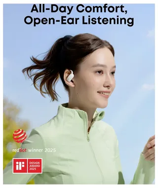 AeroFit 2 by Anker - Open-ear oordopjes - Niet-intrusief ontwerp - Verstelbaar comfort - Goede pasvorm - Rijke bas - Hi-res audio - 42 uur afspeeltijd - Bluetooth 5.4 - Draadloos opladen - IP55 - Open-ear earbuds by Soundcore, White – cover 2 of 2