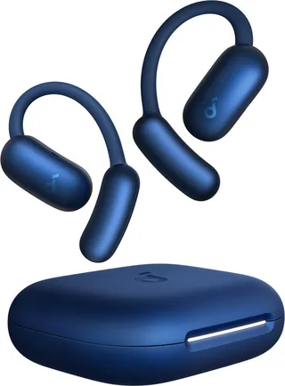 AeroFit 2 by Anker - Open-ear oordopjes - Niet-intrusief ontwerp - Verstelbaar comfort - Goede pasvorm - Rijke bas - Hi-res audio - 42 uur afspeeltijd - Bluetooth 5.4 - Draadloos opladen - IP55 - Open-ear earbuds van Soundcore, Blauw – cover 1 van 2
