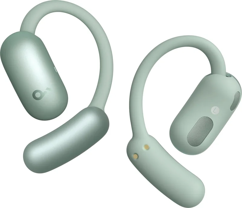AeroFit 2 van Anker - Open-ear hoofdtelefoon - Aanpasbare oorhaak - Stevige grip - Diepe bas - Hi-Res draadloze audio - 42 uur speeltijd - Bluetooth 5.4 - Draadloos opladen - IP55 - Heldere oproepen van Soundcore, Groen – cover