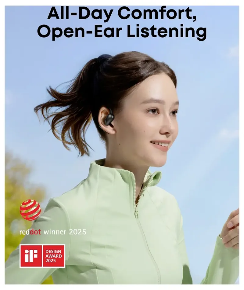 AeroFit 2 van Anker - Open-ear hoofdtelefoon - Aanpasbare oorhaak - Stevige grip - Diepe bas - Hi-Res draadloze audio - 42 uur speeltijd - Bluetooth 5.4 - Draadloos opladen - IP55 - Heldere oproepen by Soundcore, Black – cover 2 of 2