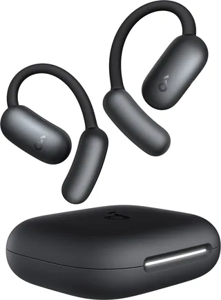 AeroFit 2 van Anker - Open-ear hoofdtelefoon - Aanpasbare oorhaak - Stevige grip - Diepe bas - Hi-Res draadloze audio - 42 uur speeltijd - Bluetooth 5.4 - Draadloos opladen - IP55 - Heldere oproepen by Soundcore, Black – cover 1 of 2