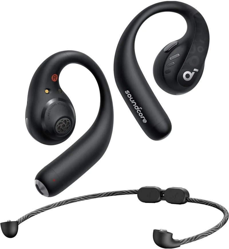 AeroFit Pro Open-Ear Oordopjes - Met Nekband van Soundcore, Zwart – cover