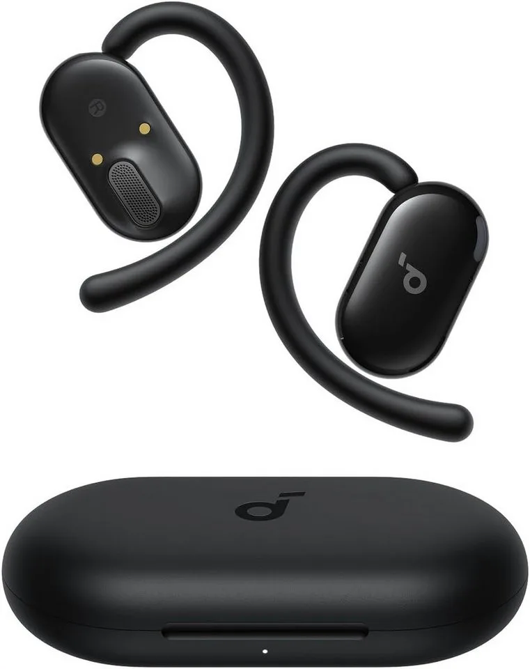by Anker V20i verstellbare Ohrhaken, BT 5.4 Open-Ear-Kopfhörer (Google Assistant, Siri, KI-gestützte Geräuschunterdrückung, BassUp™-Technologie) van Soundcore, Zwart – cover
