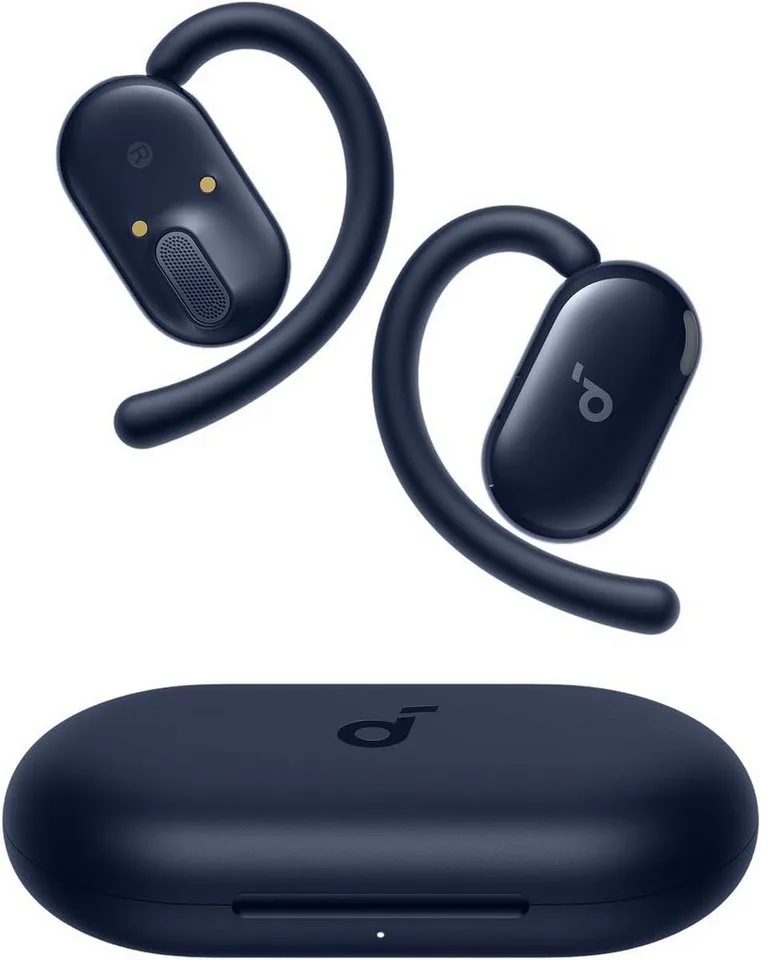 by Anker V20i verstellbare Ohrhaken, BT 5.4 Open-Ear-Kopfhörer (Google Assistant, Siri, KI-gestützte Geräuschunterdrückung, BassUp™-Technologie) de Soundcore, Bleu – jaquette