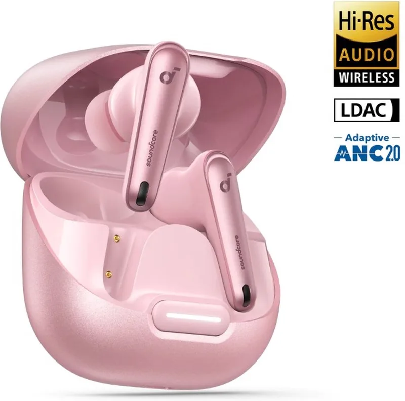 Liberty 4 NC - Wireless Noise Cancelling Earbuds - 98.5% Noise Reduction - draadloze oordopjes - Adaptive Noise Cancelling to Ears and Environment - Hi-Res Sound - 50H Battery van Soundcore, Roze – cover