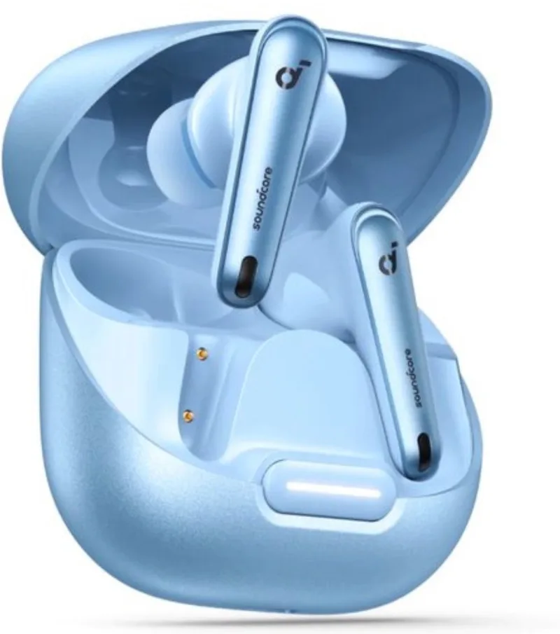 Liberty 4 NC - Wireless Noise Cancelling Earbuds (Light Blauw) - 98.5% Noise Reduction - draadloze oordopjes- Adaptive Noise Cancelling to Ears and Environment - Hi-Res Sound - 50H Battery by Soundcore, Light. Blauw – cover
