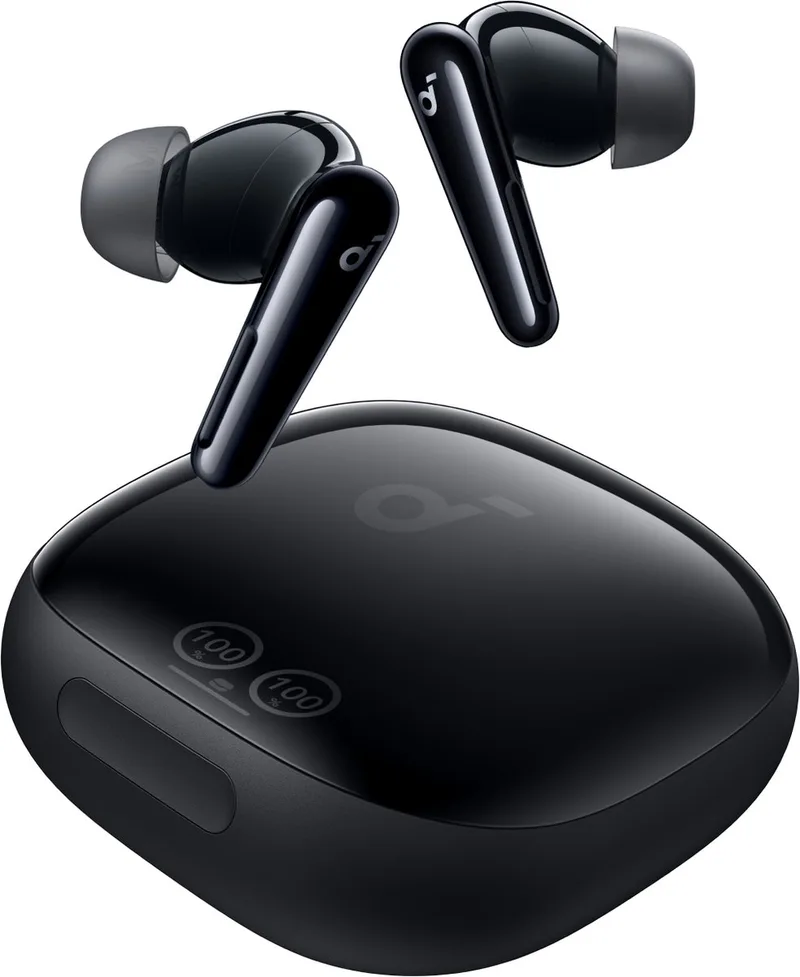 Liberty 4 Pro by Anker - Draadloze oordopjes met ruisonderdrukking - 7 sensoren - Realtime adaptieve ruisonderdrukking - 2x sneller opladen - Hifi-muziek op studioniveau - 6 microfoons en AI van Soundcore, Zwart – cover
