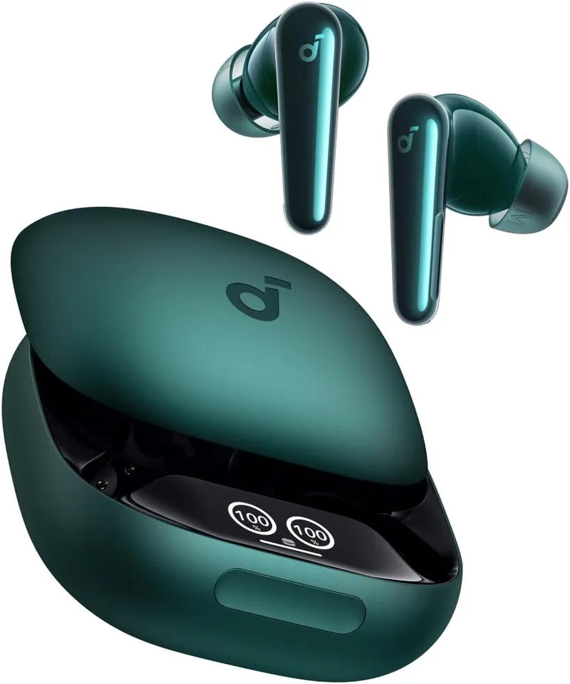 Liberty 4 Pro van Anker, draadloze oordopjes met iruisonderdrukking, 7 sensoren, realtime adaptieve ruisonderdrukking, 2x sneller opladen, hifi-muziek op studioniveau,6microfoons en Al - Groen van Soundcore, Groen – cover