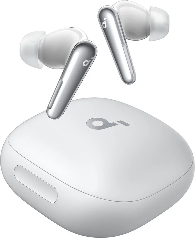 Liberty 4 Pro van Anker - Draadloze oordopjes met ruisonderdrukking - 7 sensoren - Realtime adaptieve ruisonderdrukking - 2x sneller opladen - Hifi-muziek op studioniveau - 6 microfoons en Al van Soundcore, Wit – cover