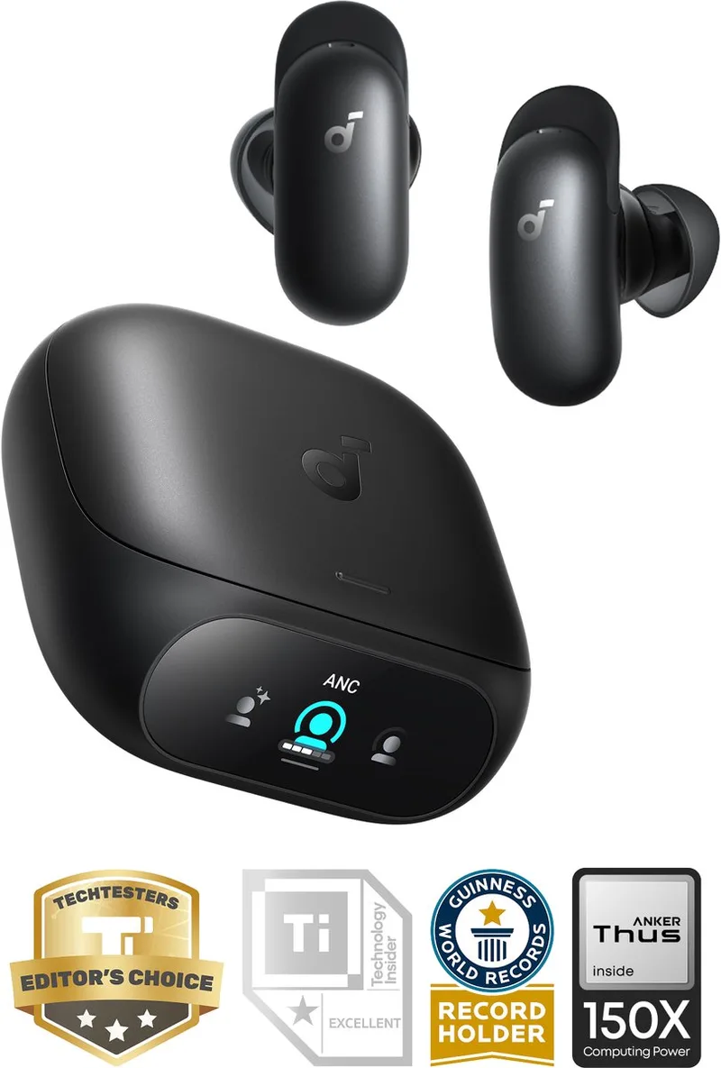 Liberty 5 Pro by Anker - Anker Thus Al Chip - Kristalheldere Gesprekken - Noise Cancelling Oordopjes - Draadloze Oordopjes - ANC Met 6 - 5 U/28 U:Speeltijd - Snelladen - Draadloos Opladen van Soundcore, Zwart – cover