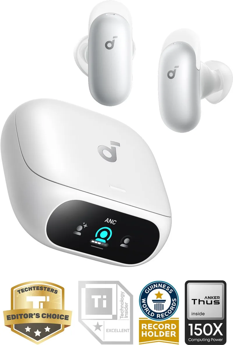 Liberty 5 Pro by Anker - Anker Thus Al Chip - Kristalheldere Gesprekken - Noise Cancelling Oordopjes - Draadloze Oordopjes - ANC Met 6-5 U/28 U:Speeltijd - Snelladen - Draadloos Opladen by Soundcore, White – cover