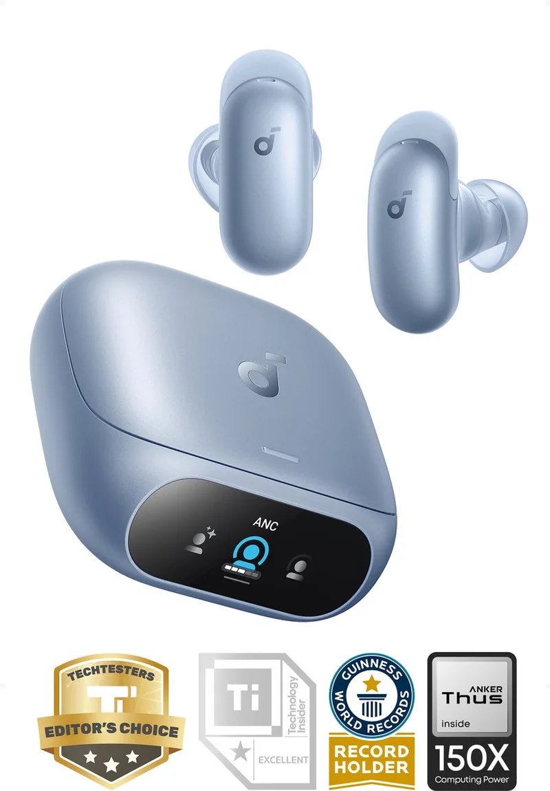 Liberty 5 Pro by Anker - Anker Thus Al Chip - Kristalheldere Gesprekken - Noise Cancelling Oordopjes - Draadloze Oordopjes - ANC Met 6 - 5 U/28 U:Speeltijd - Snelladen - Draadloos Opladen by Soundcore, Blue – cover