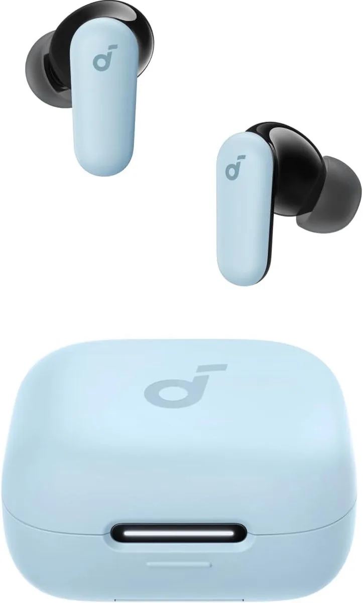 P30i by Anker Noise Cancelling Earbuds - Slimme noise cancelling - Krachtige bas - 45 uur speeltijd - 2-in-1 houder - IP54 draadloze oordopjes - Bluetooth 5.4 - App-bediening TD de Soundcore, Bleu – jaquette
