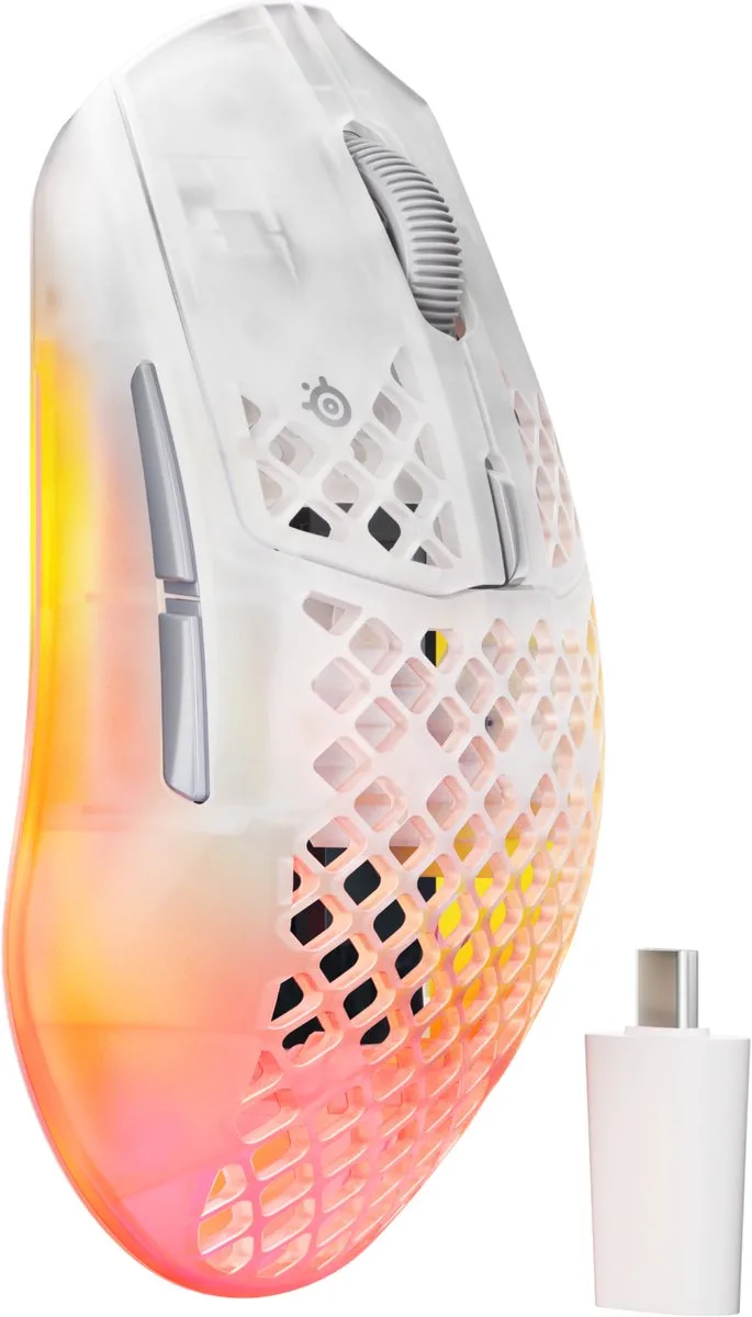 Aerox 3 Wireless Gen 2 - Draadloze Gaming Muis - 4000 Hz Polling Rate - Ghost/Wit van SteelSeries, Gen 2 Ghost, Wit Draadloos – cover
