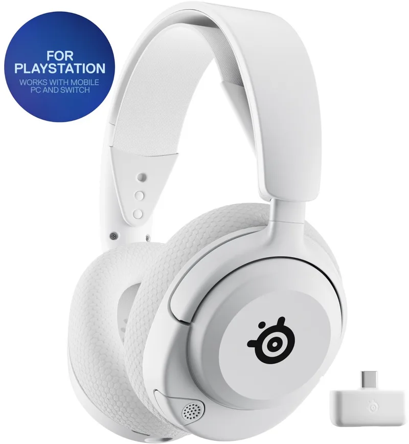 Arctis Nova 5P Wireless - Draadloze Gaming Headset - 60 uur accuduur - PlayStation, PC, Switch & Mobiel by SteelSeries, White – cover