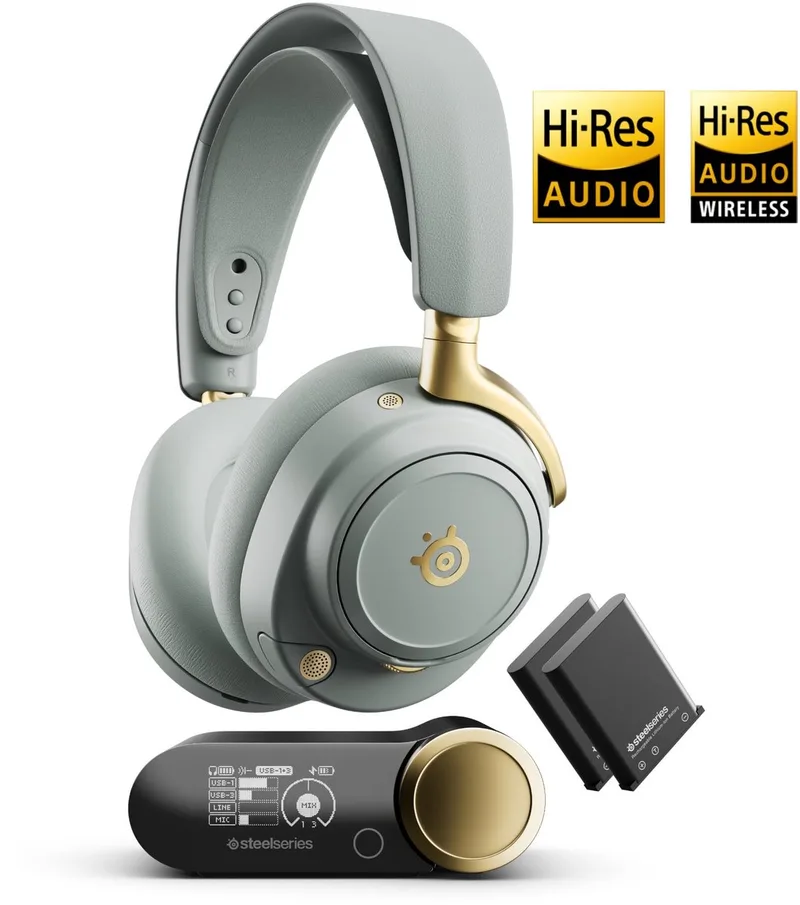 Arctis Nova Elite - Hi-Res Wireless Certified Gaming Headset - PC, PlayStation, Xbox & Switch - Sage & Gold van SteelSeries, Sage & Gold – cover