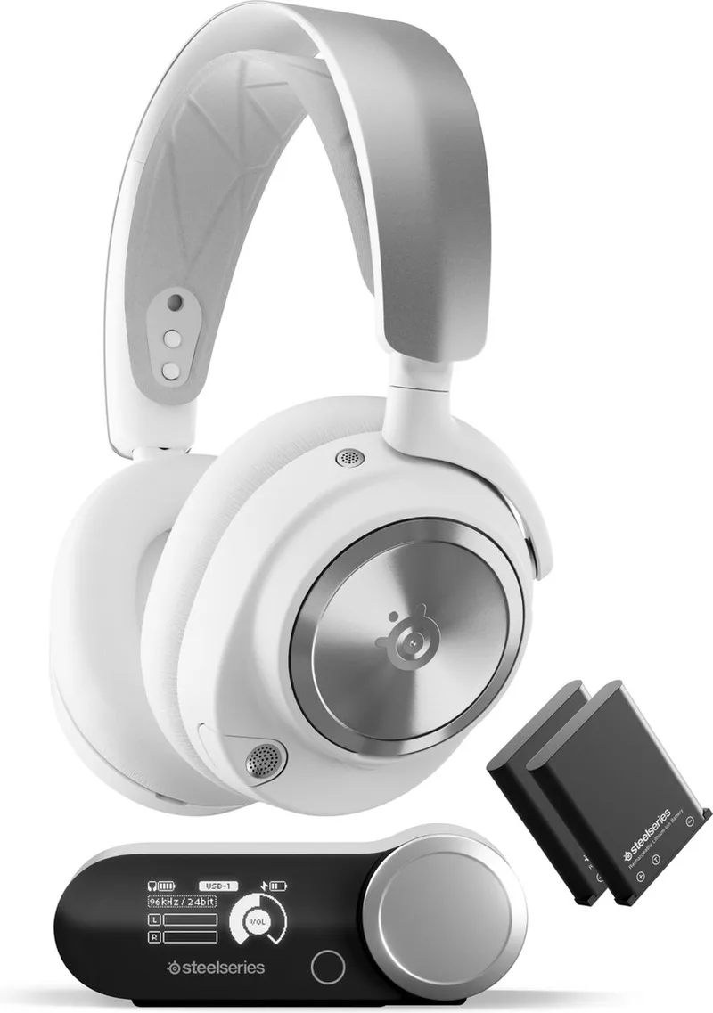 Arctis Nova Pro P - Draadloze Gaming Headset - Wit van SteelSeries, Zilver, Wit – cover