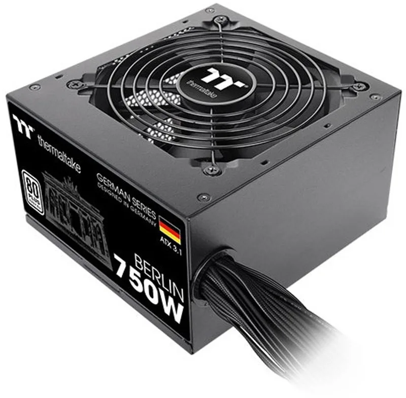 Berlin - PC Voeding - ATX 3.1 - PCIe - 750W - 230V - 80+ de Thermaltake, Noir – jaquette