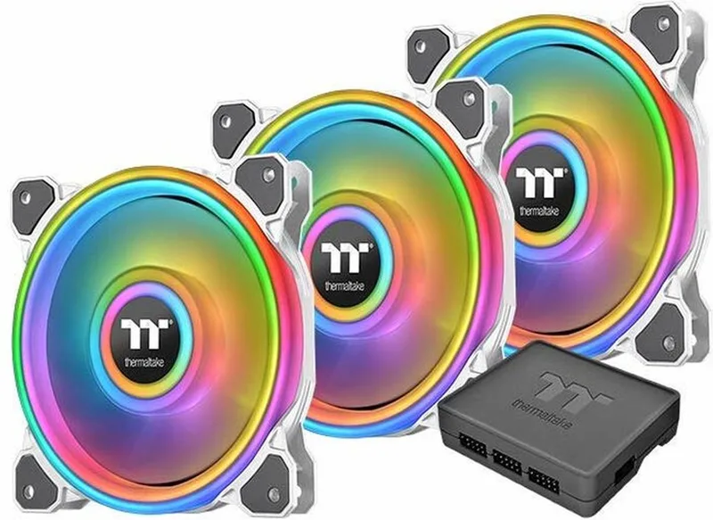 Box Ventilator THERMALTAKE Riing Quad 12 RGB de Thermaltake, Blanc – jaquette