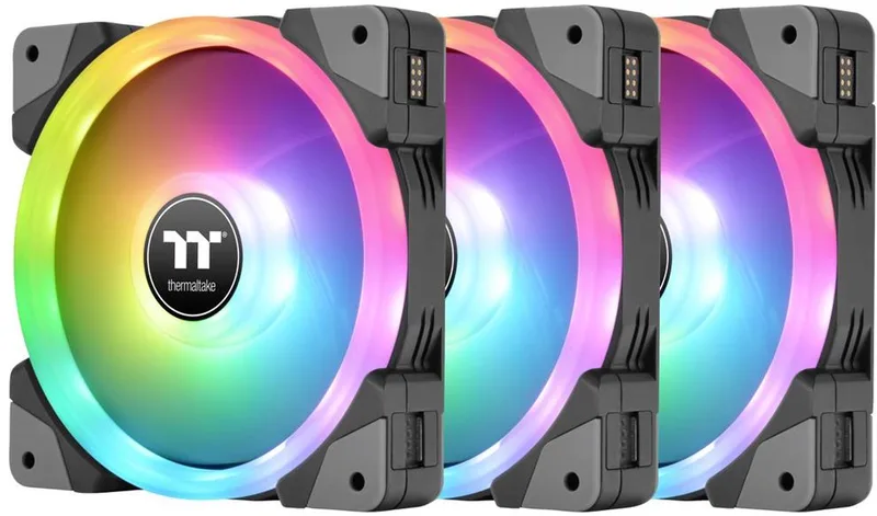 CL-F143-PL12SW-A PC-ventilator Zwart, Transparant, RGB (b x h x d) 120 x 120 x 25 mm Incl. RGB-verlichtings by Thermaltake, Black, Transparent, Rgb – cover