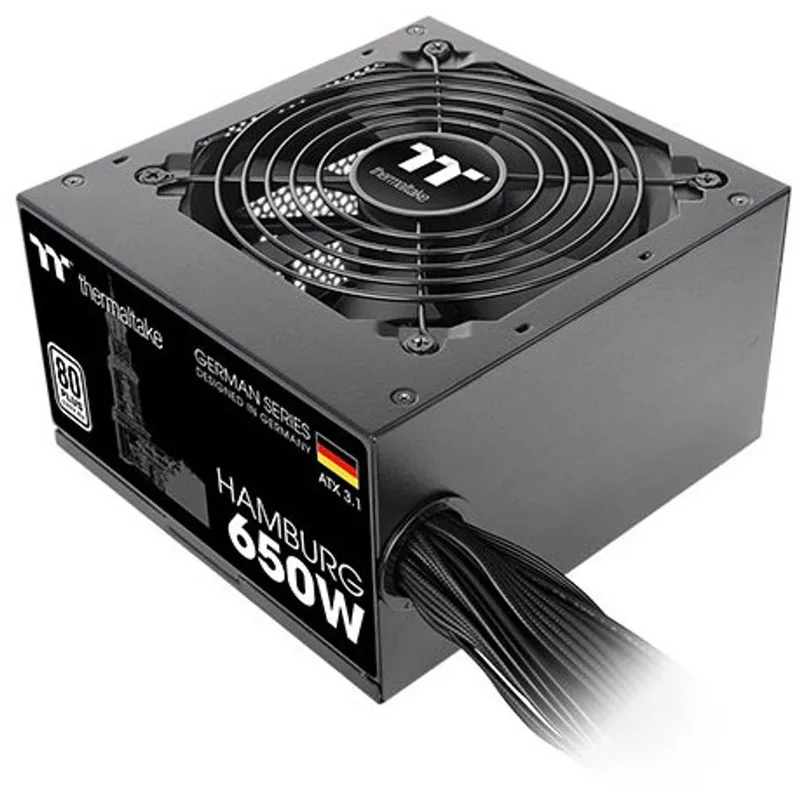 Hamburg - PC Voeding - ATX 3.1 - PCIe - 650W - 230V - 80+ van Thermaltake, Zwart – cover