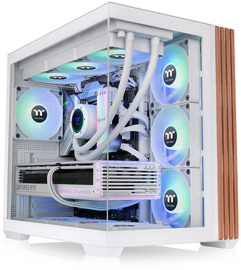 View 380 WS ARGB Snow - ATX, M-ATX, Mini-ITX - Gehard Glas - geen voeding - USB 3.2 Gen2 type-C - hout, staal - wis van Thermaltake, Wit – cover
