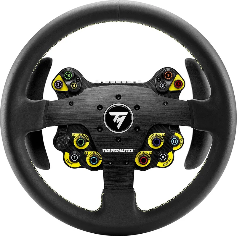 Evo Racing 32R Leather Addon - Racestuur addon - PS5/PS4/PC/Xbox Series - HUB met verwijderbaar stuur en schakelflippers by Thrustmaster, Multicolour – cover